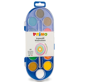 Pastiglie acquerelli -  ø 30mm - colori assortiti - primo - astuccio da 12 pastiglie
