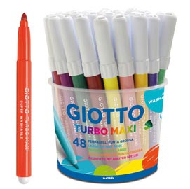 Pennarelli turbo maxi - punta ø5mm - colori assortiti - giotto - barattolo 48 pezzi