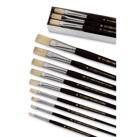 Pennello punta piatta serie 577 - punta a spatola in pura setola - n.6 - lebez