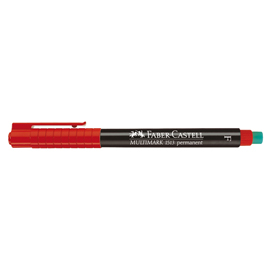 Pennarello multimark universale permanente con gomma - rosso - punta fine 0,6mm - faber castell