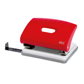 Perforatore 1270 - massimo 16 fogli - 2 fori - passo 8 cm - rosso - lebez