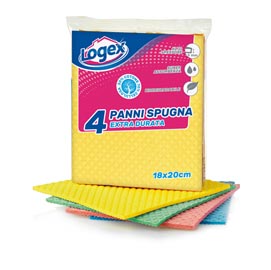 Panno in spugna - 18x20 cm - colori assortiti - logex professional - conf. 4 pezzi