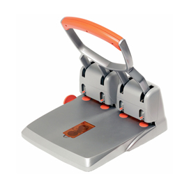 Perforatore hdc150 - massimo 150 fogli - 4 fori - passo 8 cm - grigio/arancio - rapid