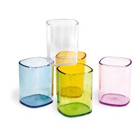 Portapenne a bicchiere - 6,5x6,5x9,5 cm - trasparente - arda