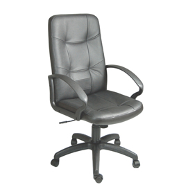 Poltrona direzionale auriga p - pelle/sky - con ruote e braccioli - nero - unisit