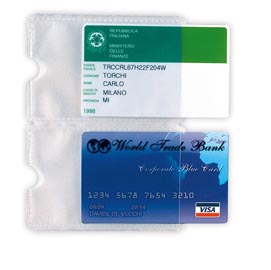 Porta carte di credito card 2p - 2 tasche - 5,8x8,7 cm - trasparente - sei rota - conf. 5 pezzi
