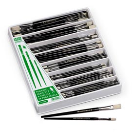 Pennello punta piatta serie 577 - punta a spatola in pura setola - lebez - assortimeno vetrinetta 168 pezzi