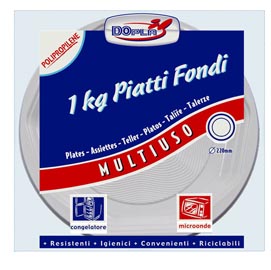 Piatti fondi deka - ppl - diametro 220 mm - dopla - confezione da 1 kg