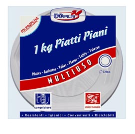 Piatti piani deka - ppl - diametro 220 mm - dopla - confezione da 1 kg