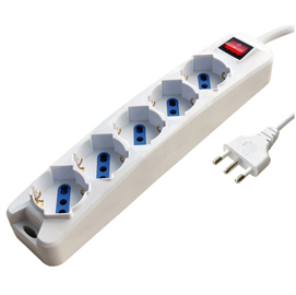 Presa multipla con interruttore - 5 prese multistandard tedesco/italiano - mkc