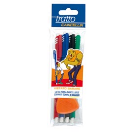 Penna a sfera cancellabile cancellik - punta 1,0mm - colori assortiti - tratto - conf. 4 pezzi