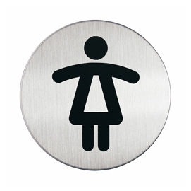 Pittogramma adesivo - wc donne - acciaio - diametro 8,3 cm - durable