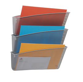 Portadocumenti da parete mesh - 3 vaschette in rete metallica - argento - alba