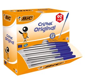 Penna a sfera cristal - punta media 1,0mm - blu  - bic - conf. 90+10 pezzi