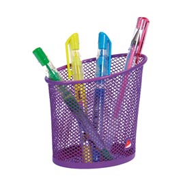 Portapenne mesh - rete metallica - 10,5x7,3x10,3 cm - viola - alba