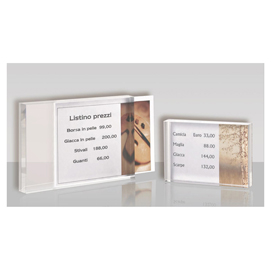 Porta prezzi da banco - materiale acrilico - taglia small (10x7x2 cm) - tecnostyl
