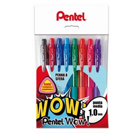 Penna a sfera a scatto feel it -  punta 1,0mm - 8 colori - pentel - astuccio 8 penne
