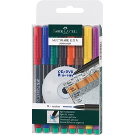 Pennarello multimark universale permanente con gomma - punta media 1,0mm - astuccio 8 colori - faber castell