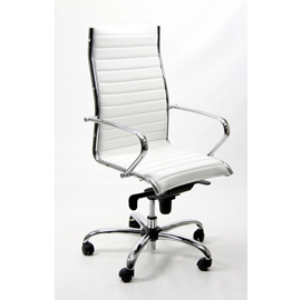 Poltrona direzionale pollux new pnp - pelle - con ruote e braccioli - bianca - unisit