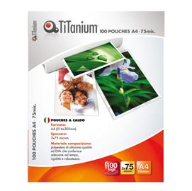 Pouches - a4 - 216x303 mm - 2x75 micron - titanium - conf. 100 pezzi