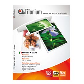 Pouches - a3 - 303x426 mm - 2x125 micron - titanium - conf. 100 pezzi
