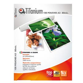 Pouches - a5 - 154x216 mm - 2x80micron - titanium - conf. 100 pezzi