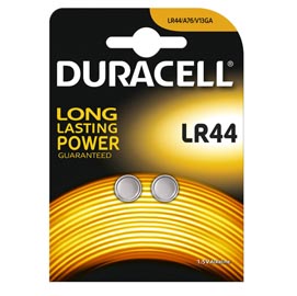 Pile alcaline 1,5v - 150mah (lr44) - duracell - blister 2 pezzi