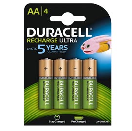 Pile aa ricaricabili - 2500 mah - duracell precharged - blister 4 pezzi