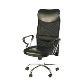 Poltrona direzionale w1008 - con ruote e braccioli - tessuto traspirante/pu - nero - serena group