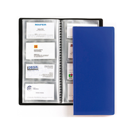 Porta biglietti da visita - 20 buste con 4 tasche ciascuna - 12,7x27 cm - blu - favorit