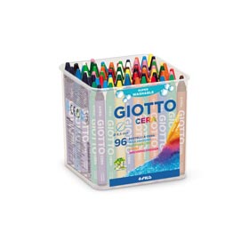 Pastelli cera - lunghezza 90mm con Ø 8,50mm - colori assortiti - giotto -  barattolo 96 colori