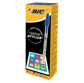 Penna a sfera cristal stylus - punta 1,0mm - blu - bic - conf. 12 pezzi