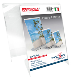 Portadepliant/portafoto - 21x30 cm - plastica cristallo - arda