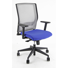 Poltrona semidirezionale x2 - con ruote e braccioli - schienale rete grigia/seduta blu - unisit