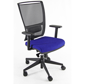 Poltrona semidirezionale zoea - con ruote e braccioli - schienale rete nero/seduta blu - unisit