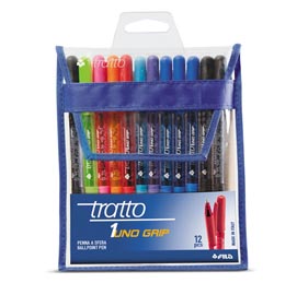 Penna a sfera con cappuccio tratto1 grip - punta 1,0mm - 12 colori assortiti  - conf. 80+20 pezzi