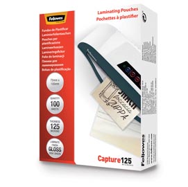 Pouches capture125 - 54x86 mm - 2x125 micron - fellowes - scatola 100 pezzi