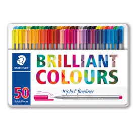 Penna fineliner triplus - tratto 0,3mm - assortiti - staedtler - astuccio in metallo da 50 colori