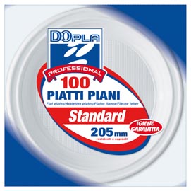 Piatti piani - diametro 205 mm - polistirene - dopla - conf. 100 pezzi