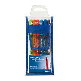 Penna a sfera con cappuccio tratto1 grip  - punta 1,0mm - 6 colori assortiti - tratto