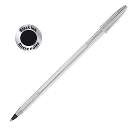 Penna a sfera cristal shine con capppuccio - punta media 1,0mm - nero - fusto silver  - bic - conf. 20 pezzi