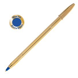 Penna a sfera cristal shine con cappuccio - punta media 1,0mm - nero - fusto gold  - bic - scatola 20 penne