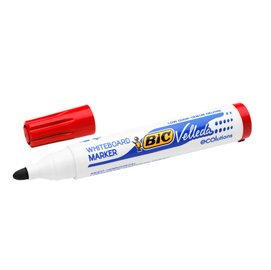 Pennarello per lavagna cancellabile whiteboard marker velleda 1701 recycled bic  - punta tonda 1,5mm - rosso - bic - conf. 12 pezzi