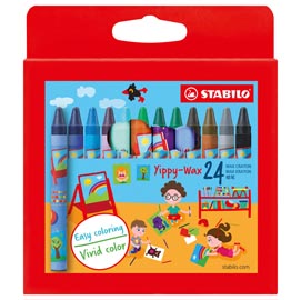Pastelli a cera yippy-wax - colori assortiti - stabilo -  astuccio 24 colori