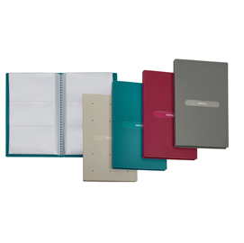 Porta biglietti da visita matrix - 20 buste con 3 tasche ciascuna - 6x10 cm - grigio - favorit