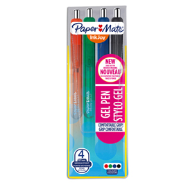 Penna a sfera a scatto inkjoy gel - punta 0,7mm - nero, blu, rosso, verde  - papermate - astuccio 4 penne