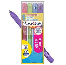 Penna a sfera con cappuccio inkjoy gel stick - punta 0,7mm - rosa, lime, viola, blu grigio  - papermate - astuccio 4 penne
