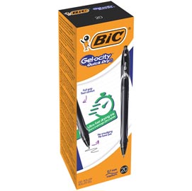 Penna a sfera a scatto gelocity quick dry -  punta 0,7mm - nero - bic - conf. 12 pezzi