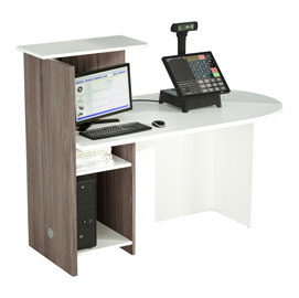 Postazione reception concept - 145x83x117 cm - bianco/frassino toscano - artexport