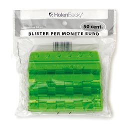 Portamonete - pvc - 50 cent - verde - holenbecky - blister 20 pezzi